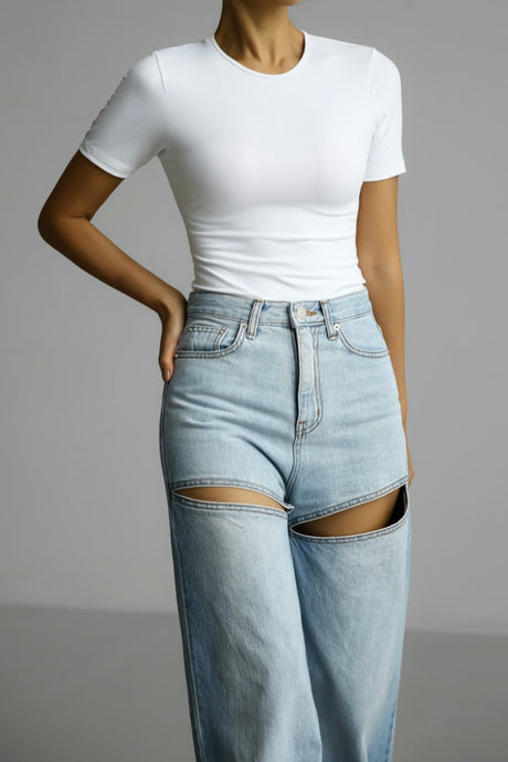 Cutout High-Rise Jeans